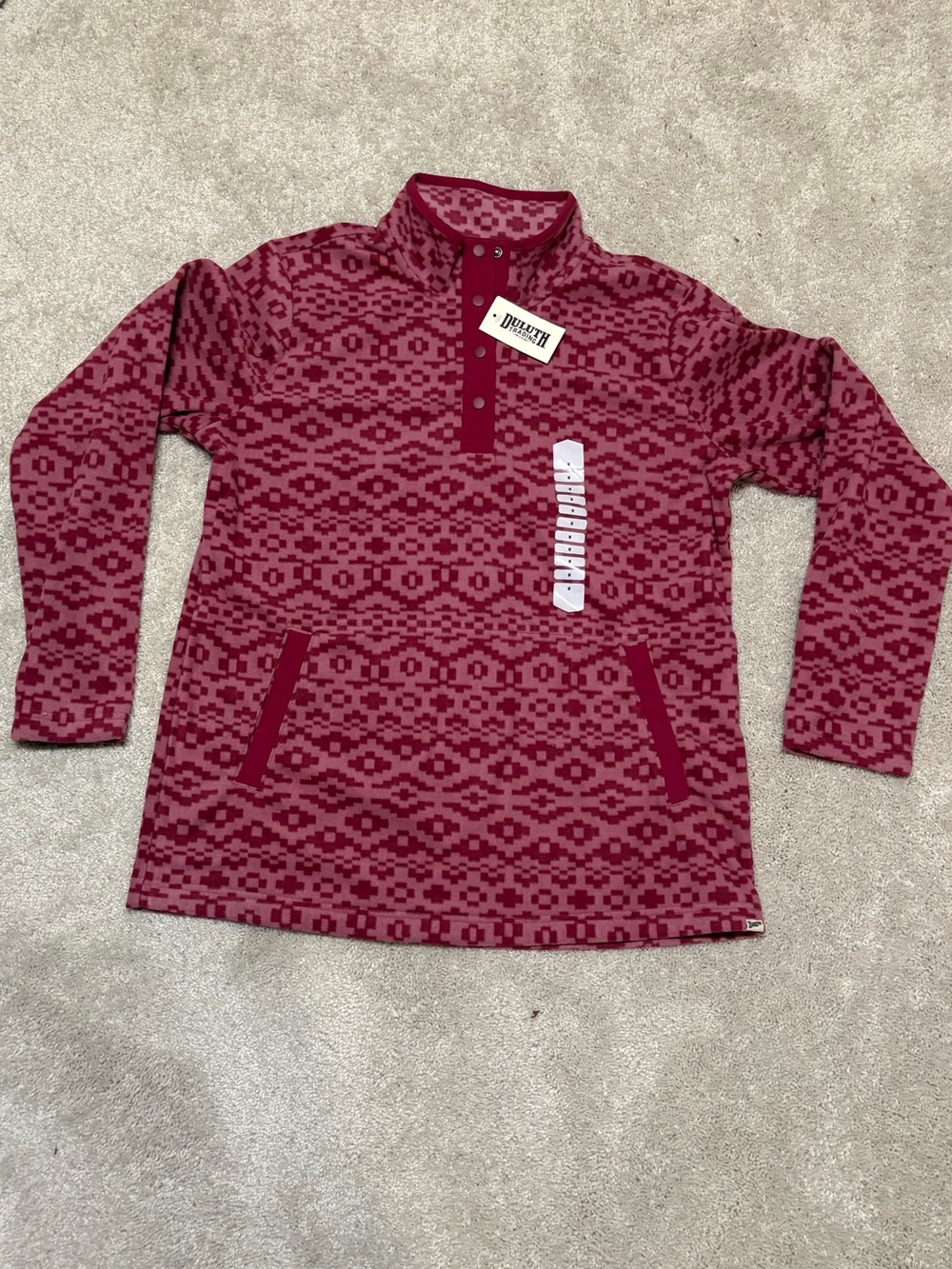NWT Duluth Trading Women's Doubleback red geometric Fleece Jacket Size Medium